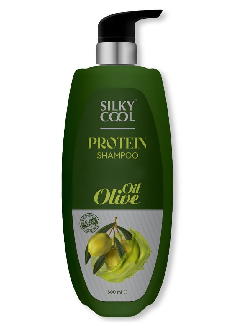 Silky Cool - Silky Cool Protein Olive Oil Shampoo 500ML - Anti Hair Loss - Image 1
