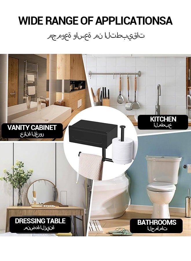 spa luxetique Toilet Paper Holder, No Drilling, Toilet Paper Holder with Wet Wipes Box, Self-Adhesive Toilet Paper Holder, Black Toilet Paper Holder with Shelf, for Bathroom, Kitchen  - Image 2