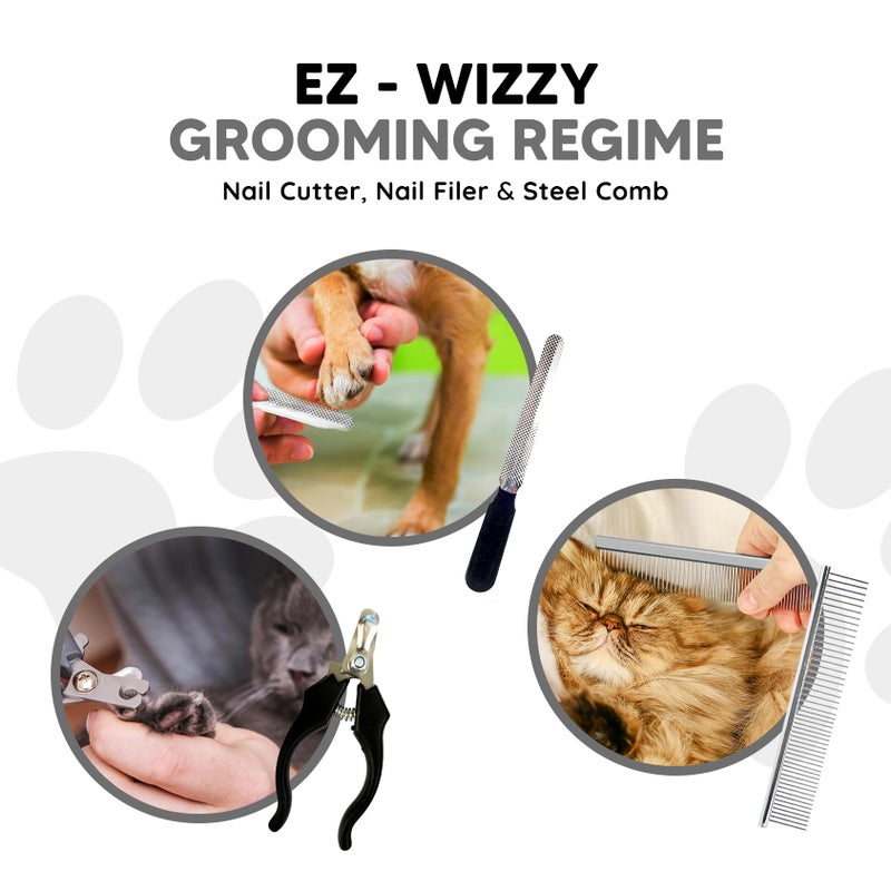 LetsShave EZ-WIZZY 3-in-1 Pet Grooming Kit | Cat & Dog Nail Clippers with Safety Guard, Nail File & Hair Comb | Professional Pet Care Combo for Safe & Stress-Free Grooming - Image 2