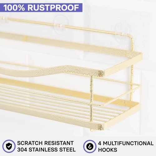 KINCMAX Shower Caddy Organizer - Self Adhesive Wall Shower Shelf - Stainless Steel Bath Shampoo Holder and Storage Rack - Image 2