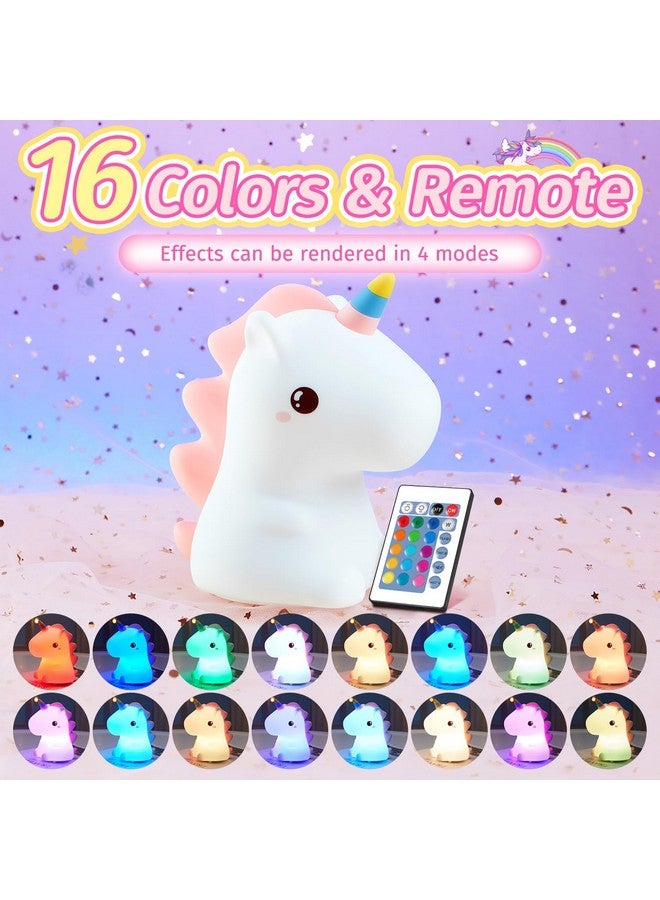 One Fire 【GIFTS PACKAGE】Unicorns Gifts for Girls Unicorn Night Lights, 16 Colors & Remote Control Baby Night Light Lmap, Rechargeable Cute Lamp for Bedrooms,Cute Unicorn Gifts for Kids Gifts Teen Girl Gifts - Image 2