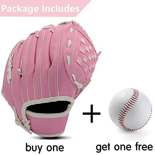 Gracfulcub Baseball GloveBaseball Softball Mitt with Ball for Kids Youth Adults Training and BeginnerRight Hand ThrowLeft Hand Glove Pink 125in - Image 3