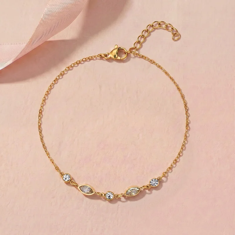 Palmonas 18k Gold Plated Oval Orbit Spark Chain Bracelet For Women - Waterproof & Anti-Tarnish