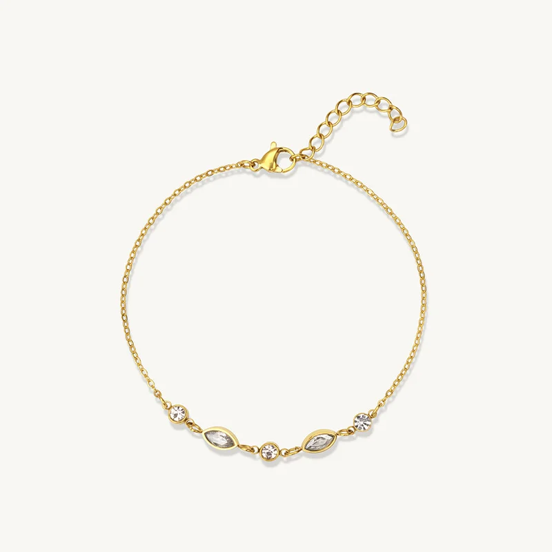 Palmonas 18k Gold Plated Oval Orbit Spark Chain Bracelet For Women - Waterproof & Anti-Tarnish