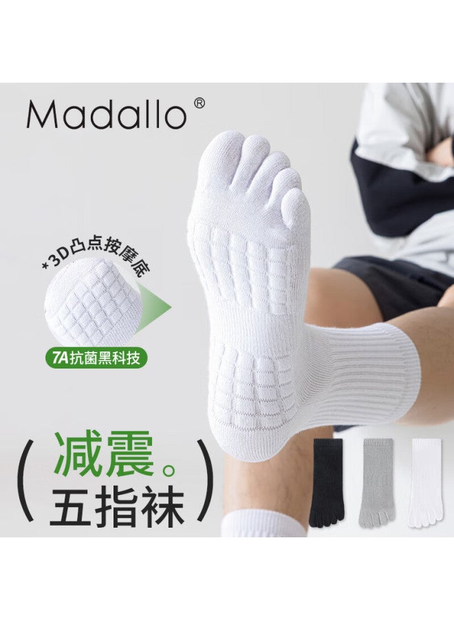 Madallo Men'S Spring And Summer Five Toe Socks, Mid-Calf Socks, Popular Boneless Anti-Odor Sports Long Tube Socks With Shock Absorption And Massage Bottom, Toe Separated Socks - Image 1