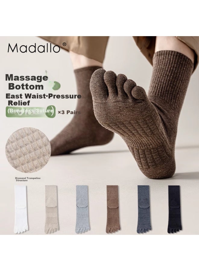Madallo Men'S Spring And Summer Five Toe Socks, Mid-Calf Socks, Popular Boneless Anti-Odor Sports Long Tube Socks With Shock Absorption And Massage Bottom, Toe Separated Socks - Image 2
