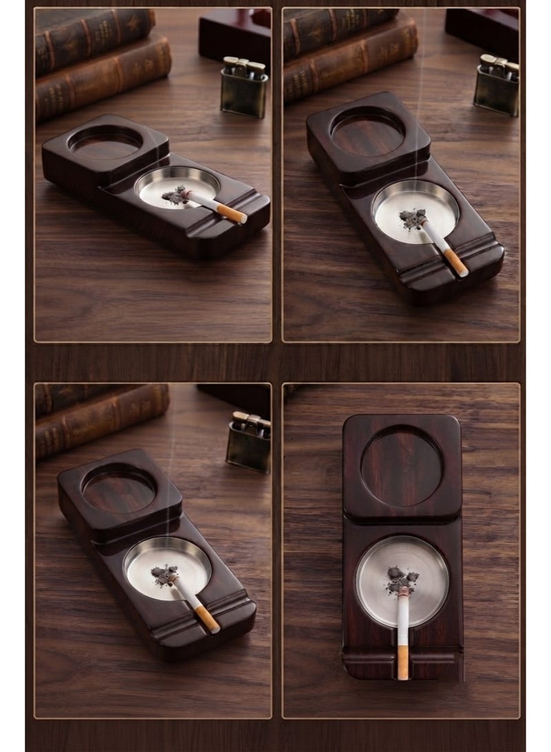 A wooden cigar ashtray featuring slots for holding cigars - Image 1