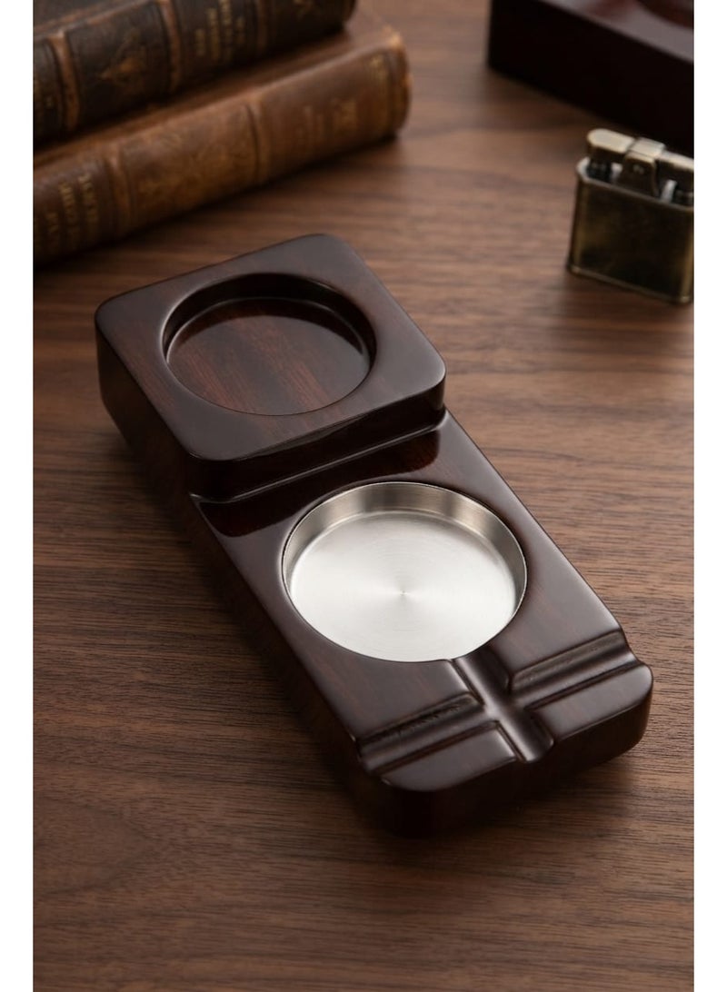 A wooden cigar ashtray featuring slots for holding cigars - Image 5