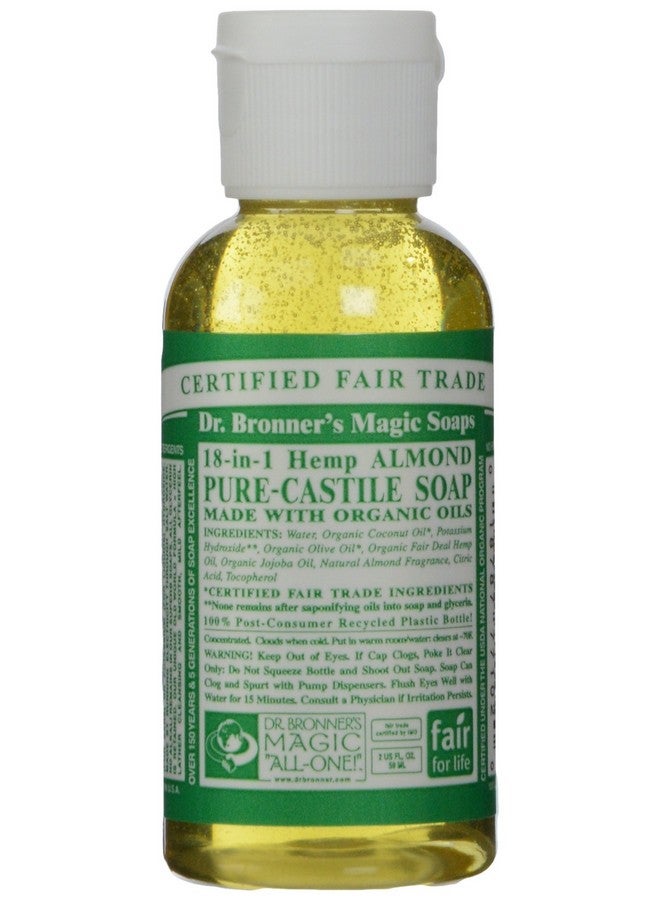 دكتور برونرز صابون سائل قشتالي عضوي نقي باللوز 2 أونصة سائلة - Image 1