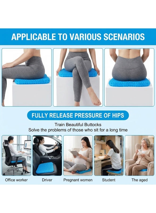 CKIKH gel seat cushion with anti-slip cover, double-layer upgraded thickened design to relieve hip pain, suitable for car seats, office chairs, wheelchairs, etc. - Image 4