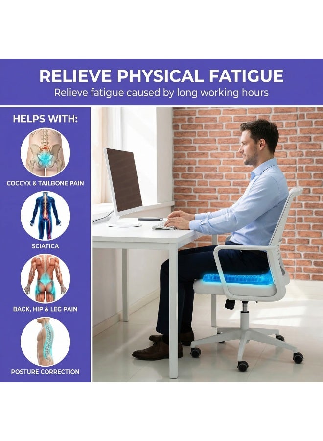 CKIKH gel seat cushion with anti-slip cover, double-layer upgraded thickened design to relieve hip pain, suitable for car seats, office chairs, wheelchairs, etc. - Image 3