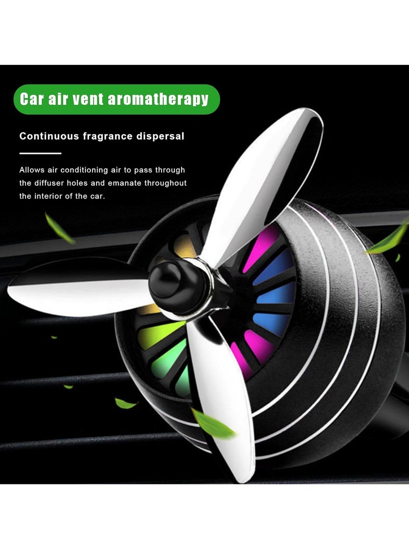 2 Pack Car Perfume Car Air Conditioning Outlet Small Fan Aromatherapy, Air Force Propeller Shape Car Air Conditioning Outlet Aromatherapy Clip With Light( Sliver Contains 6 Aromatherapy Tablets) - Image 3