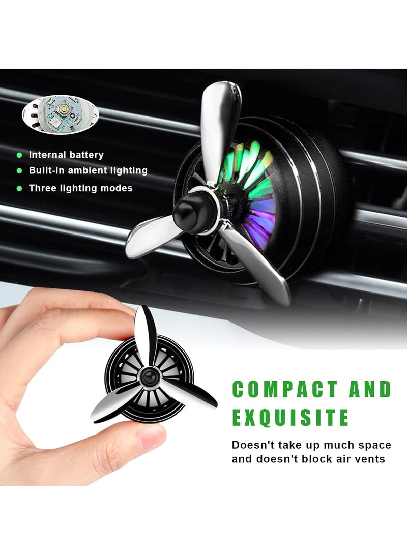 2 Pack Car Perfume Car Air Conditioning Outlet Small Fan Aromatherapy, Air Force Propeller Shape Car Air Conditioning Outlet Aromatherapy Clip With Light( Sliver Contains 6 Aromatherapy Tablets) - Image 4