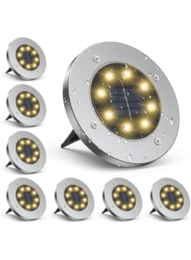 erorex Ankipo Solar Ground Lights For Outdoor Solar Garden Lights Ip65 Waterproof Led Solar Lights Landscape Lighting For Garden Yard Lawn Patio Pathway 8 Pack Warm White - Image 1