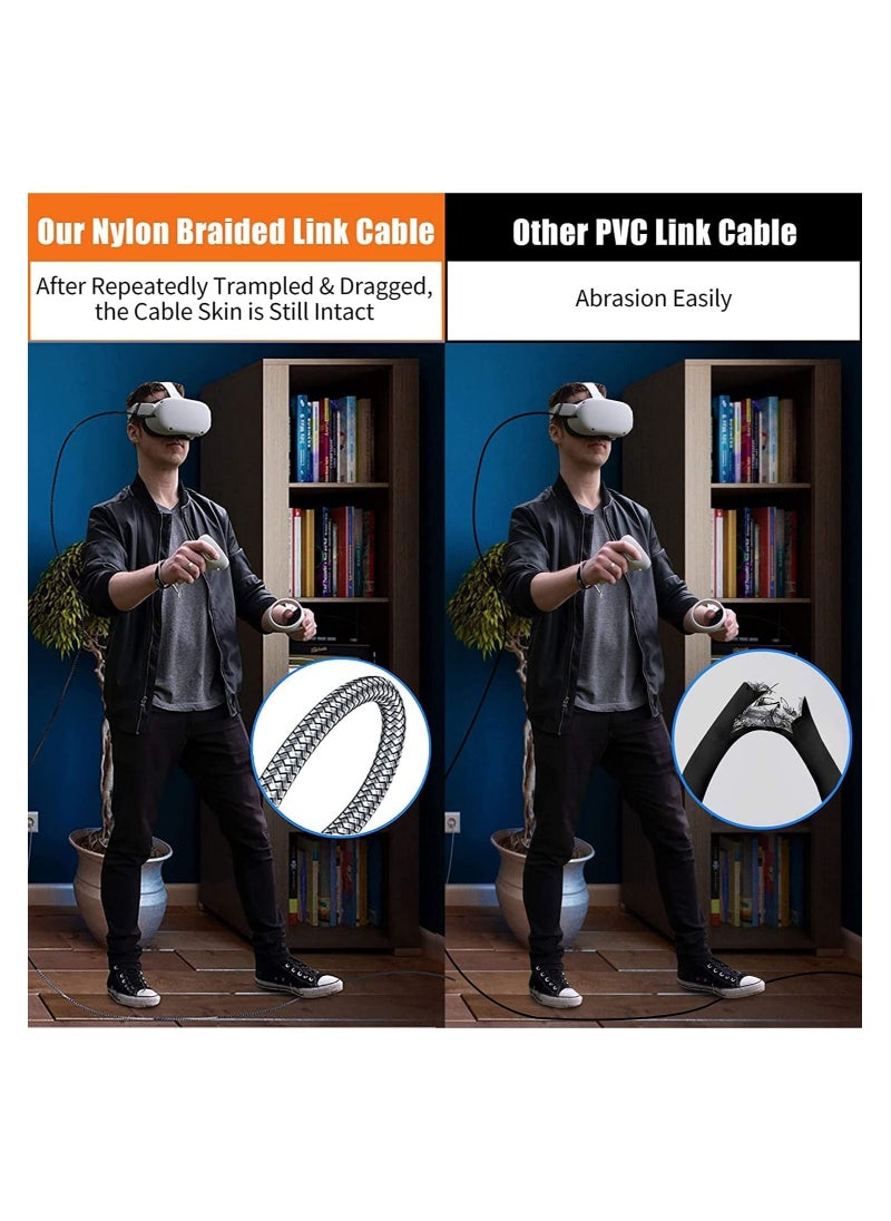 Generic - 16 FT Link Cable for Oculus/Meta Quest 2/1 and PC/Steam VR, Braided USB 3.2 A to C Compatible for Oculus Quest 2 Link Cable, High Speed PC Data Transfer, Fast Charging for VR Headset(Grey) - Image 1