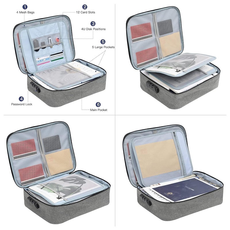 A4SHOP Premium Waterproof Document Organizer Bag | Lockable File Folder for Certificates, Passports, Travel Documents | Important Papers | Multi-Layer Storage Bag with Zipper | Handle (1 Pc) - Image 2