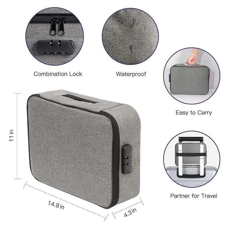 A4SHOP Premium Waterproof Document Organizer Bag | Lockable File Folder for Certificates, Passports, Travel Documents | Important Papers | Multi-Layer Storage Bag with Zipper | Handle (1 Pc) - Image 5