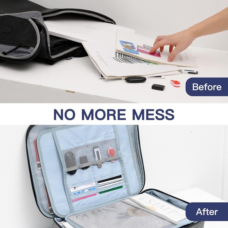 A4SHOP Premium Waterproof Document Organizer Bag | Lockable File Folder for Certificates, Passports, Travel Documents | Important Papers | Multi-Layer Storage Bag with Zipper | Handle (1 Pc) - Image 3