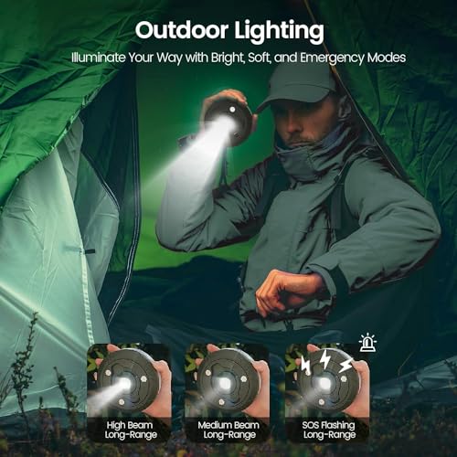 KLIFFOO 2 in 1 Rechargeable Camping String Lights and LED Flashlights with 8 Lighting Modes (32.8FT) Outdoor Portable USB Camping String and Lantern with Power Bank for Hiking,Tent,Decoration,Diwali - Image 5