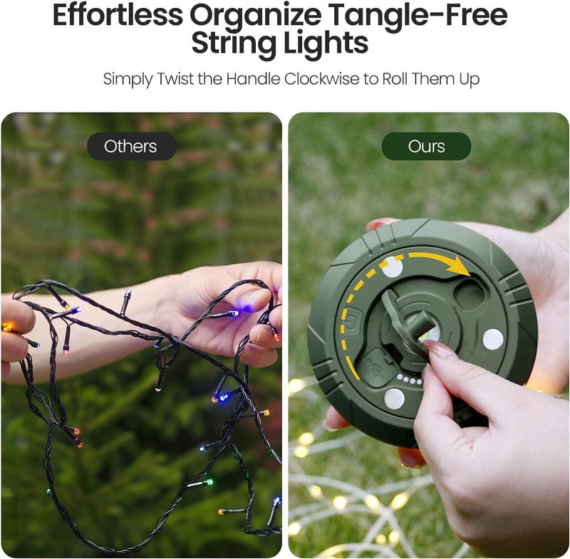 KLIFFOO 2 in 1 Rechargeable Camping String Lights and LED Flashlights with 8 Lighting Modes (32.8FT) Outdoor Portable USB Camping String and Lantern with Power Bank for Hiking,Tent,Decoration,Diwali - Image 4
