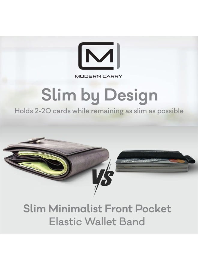 Modern Carry Quick Draw Minimalist Wallet for Men & Women, Elastic Band Minimal Credit Card Holder with Leather Tab, Business Card Holder, Money Clip Alternative (Black) (Black) - Image 3