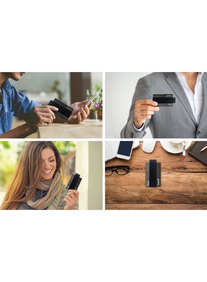 Modern Carry Quick Draw Minimalist Wallet for Men & Women, Elastic Band Minimal Credit Card Holder with Leather Tab, Business Card Holder, Money Clip Alternative (Black) (Black) - Image 5