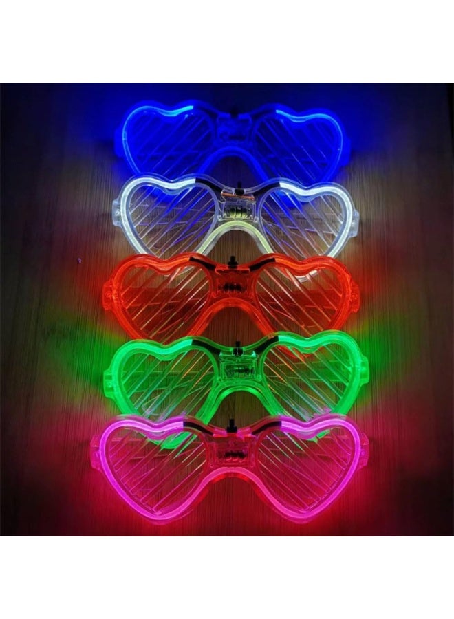 JZS Light-up LED Glasses, 5 Pack Glasses Heart Shape Toys Party Favors Glow In The Dark Party Favors Supplies - Image 1