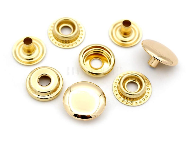 CRAFTMEMORE 50 Sets Gold Plating Snap Fasteners Ring-Socket Press Studs for Jacket Bag Canvas Closures #201 VT47 (12mm (0.47")) - Image 4