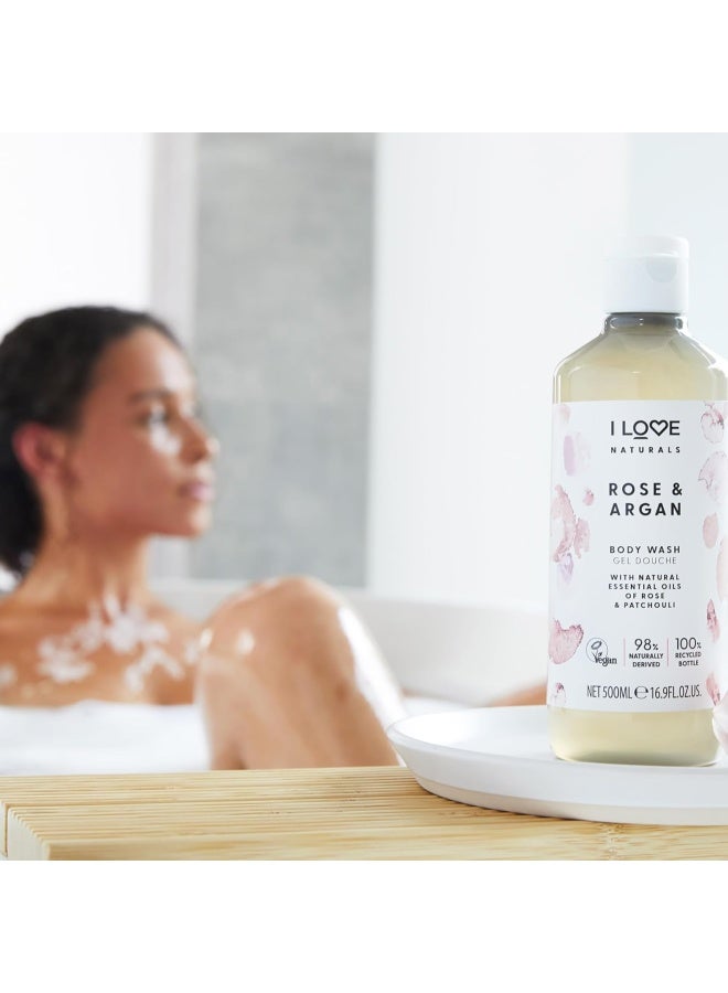 I Love Naturals Rose & Argan Body Wash | 500ml | Hydrating Plant-Based Cleanser | Vegan, Sulfate-Free & Luxurious Lather - Image 2
