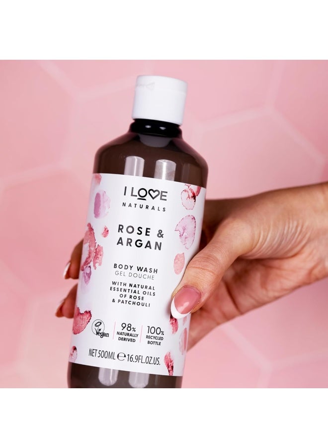 I Love Naturals Rose & Argan Body Wash | 500ml | Hydrating Plant-Based Cleanser | Vegan, Sulfate-Free & Luxurious Lather - Image 5