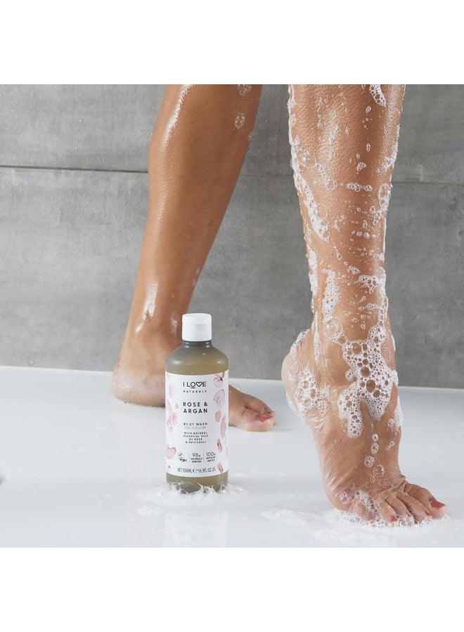 I Love Naturals Rose & Argan Body Wash | 500ml | Hydrating Plant-Based Cleanser | Vegan, Sulfate-Free & Luxurious Lather - Image 3