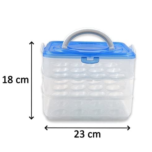 NETXE Egg storage basketEgg Storage Container for Kitchen and Dining Refrigerator Safe Egg Tray Container Egg Storage Basket for Fridge 3 LAYER 36 Grid Storage Box - Image 2