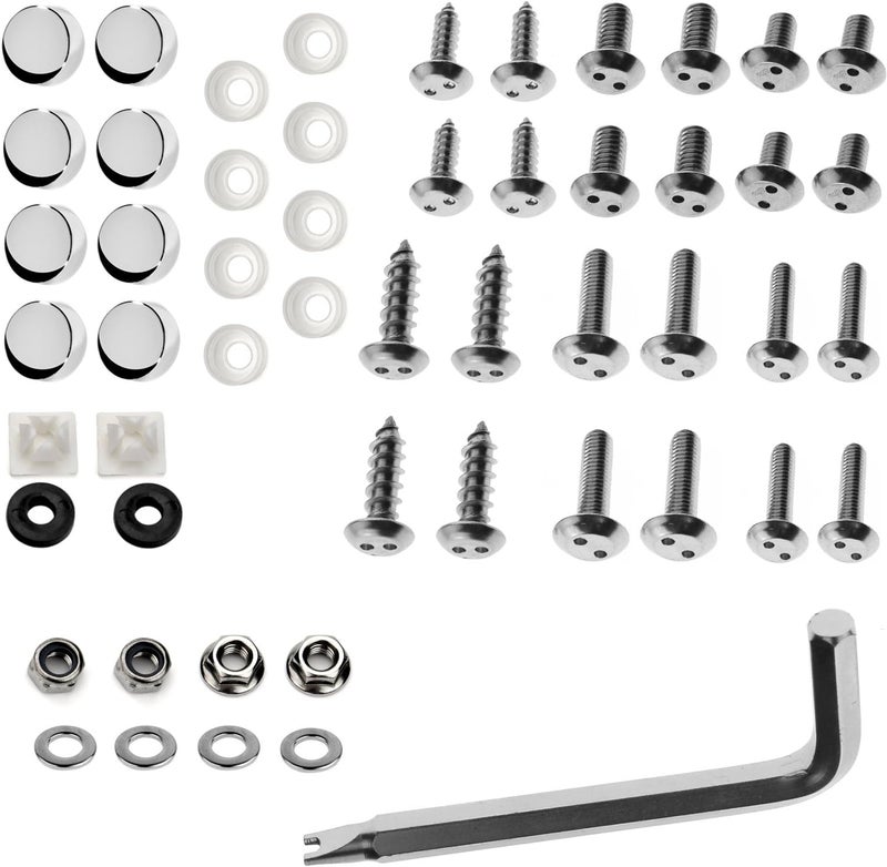 LFPartS Stainless Steel Rust Resistant License Plate Frame Security Anti-Theft Locking Screws Fasteners Ultimate Kit - Image 1