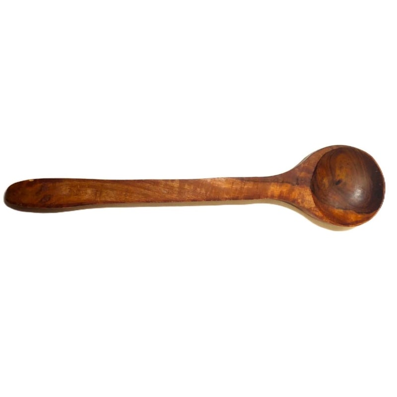 A2Z Appliances Store Wood Round Cooking Spoon 33 cm Long Handle Ladle Korean Hot Pot Spatula Cooking Serving Stirring HeatResistant Serving and Stirring Utensil  - Image 3