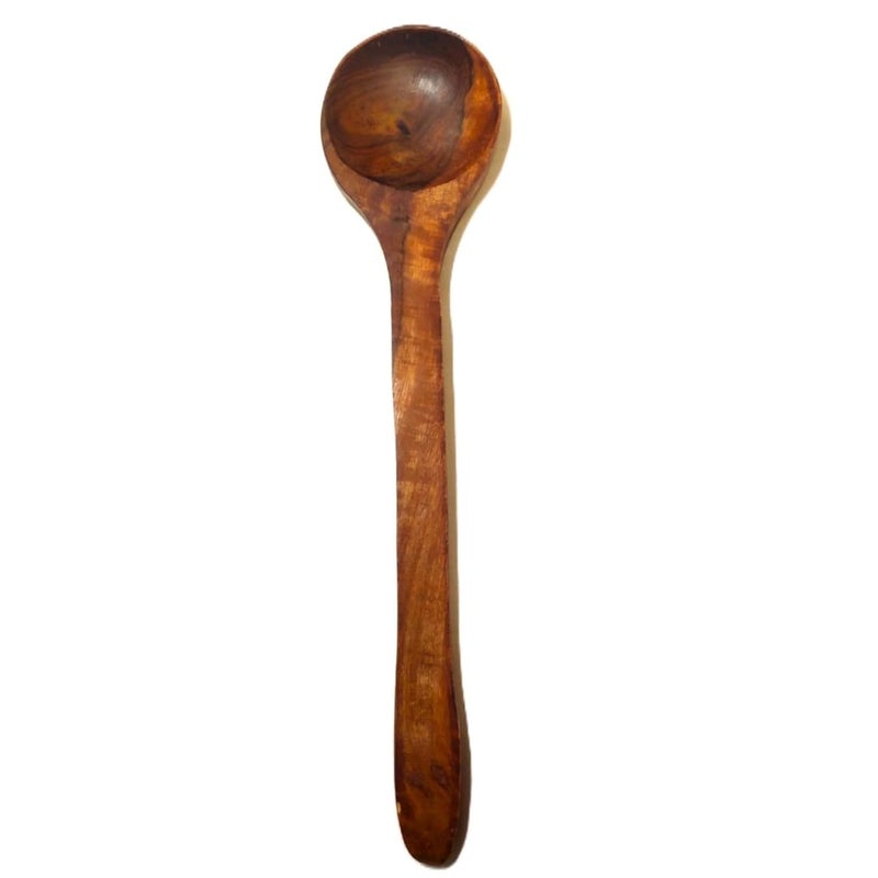 A2Z Appliances Store Wood Round Cooking Spoon 33 cm Long Handle Ladle Korean Hot Pot Spatula Cooking Serving Stirring HeatResistant Serving and Stirring Utensil  - Image 1