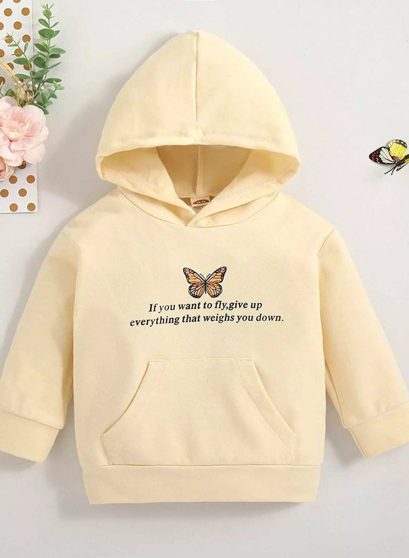 Baby Butterfly & Slogan Graphic Hoodie - Image 1