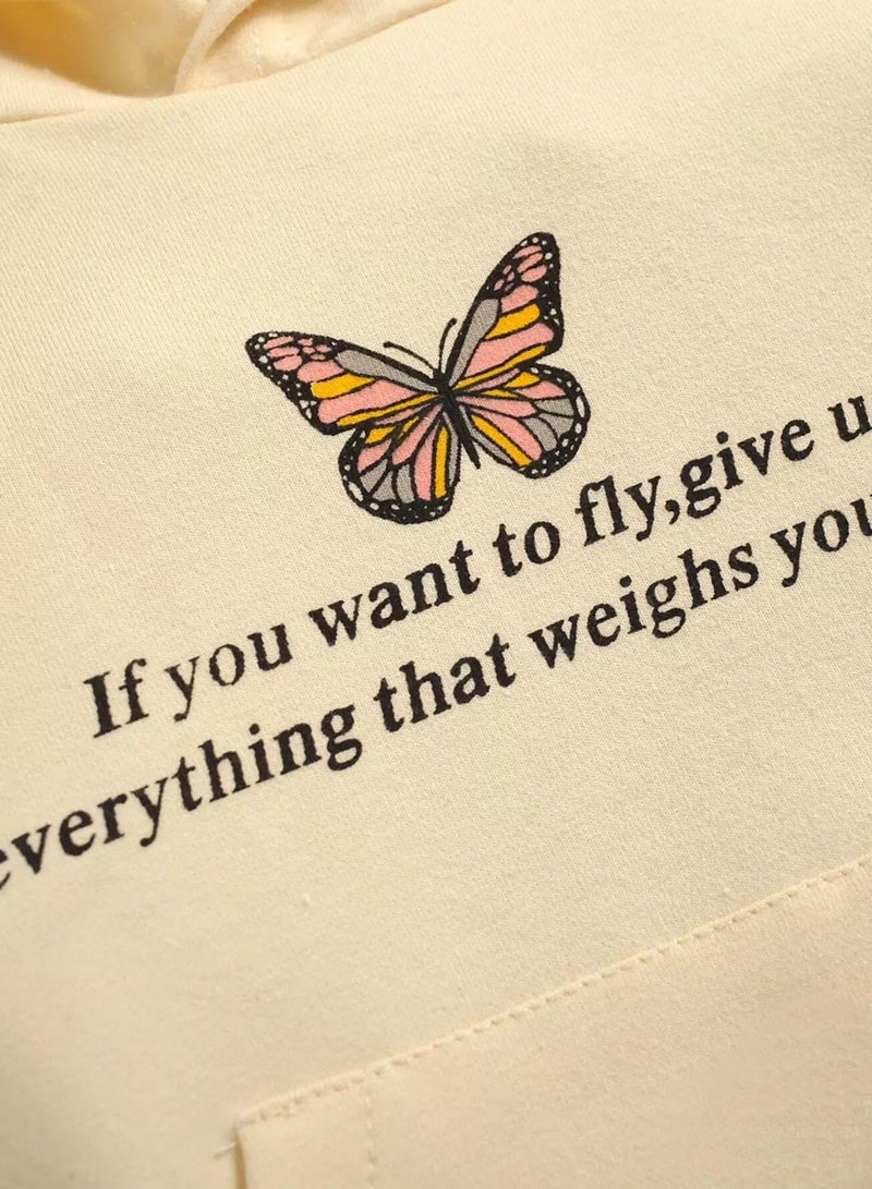 Baby Butterfly & Slogan Graphic Hoodie - Image 3