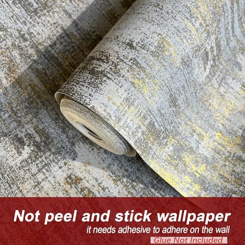 Zeeko Vintage Textured Wallpaper 173x 472 Distressed Metallic GreyWhiteGold Vintage Metallic Concrete Wallpaper Modern Non Woven NonPasted Industrial Style Need Adhesive - Image 3