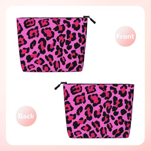 MINIOZE Cheetah Pink Leopard Pattern Cool Black Makeup Bag Travel Cosmetic Bag Organizer Toiletry Bag Make Up Bags For Women Girls Large Light - Image 3