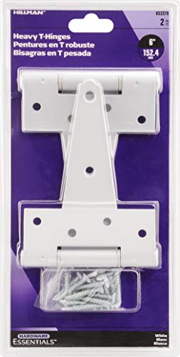Hardware Essentials 853378 Heavy Duty T-Hinges - White 6" 2-Pack - Image 2