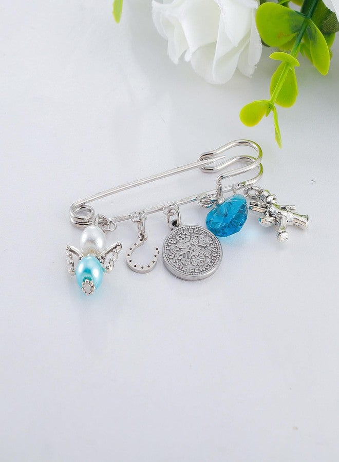 بارتنر هدايا "شيء أزرق" للعروس، هدايا حفل توديع العزوبية، دبوس زفاف ساحر، بروش تذكاري للزفاف (شيء أزرق - بروش حدوة حصان) - Image 4