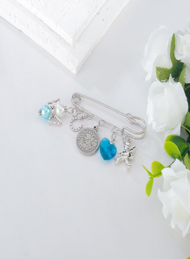 بارتنر هدايا "شيء أزرق" للعروس، هدايا حفل توديع العزوبية، دبوس زفاف ساحر، بروش تذكاري للزفاف (شيء أزرق - بروش حدوة حصان) - Image 3