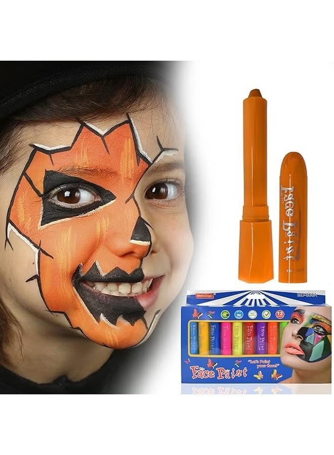 Unewshi Face Paint Crayons, 12 Colors Face Paints for Children Make Up Set, Washable Make Up Set Body Painting for Boys Girls, Non-Toxic, Party Cosplay Face Paint Crayons for Ages 3+ - Image 4