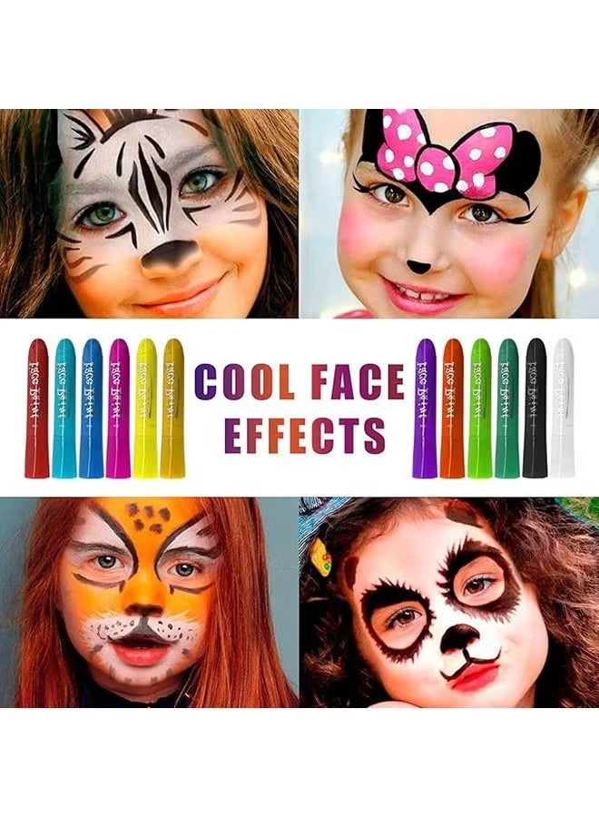 Unewshi Face Paint Crayons, 12 Colors Face Paints for Children Make Up Set, Washable Make Up Set Body Painting for Boys Girls, Non-Toxic, Party Cosplay Face Paint Crayons for Ages 3+ - Image 2