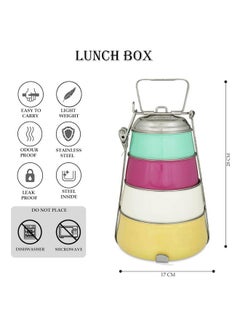 Elan Stainless Steel Leak Proof Airtight Food Grade 4 Container Lunch Box | Tiffin Box for Office (Aqua-Pink-Ivory-Yellow) - pzsku/Z27FC31067ACBD5685FCBZ/45/_/1738306621/c6e93708-1187-4a2b-8d2e-8d17837c526e