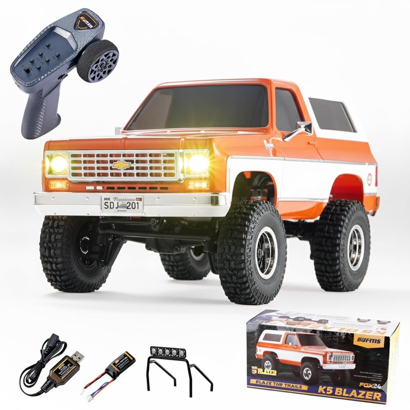 EAZYRC X FMS 124 Chevy K5 Blazer 1976s RC Truck RTR Orange with Lisense RC Crawler 4WD 5Km 2Speed Transmission RC Car OffRoad VehiclePlay as Soon as You get itOrange - Image 2