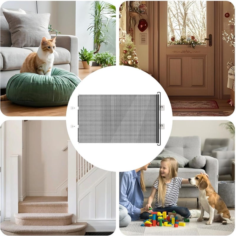 Retractable Gates for Dogs,Hallway Puppy Fence | Indoor Retractable Stair Barrier,for Apartment Office Hallway Stairs Kitchen Living Room Bedroom Balcony Patio Garage Garden - Image 5