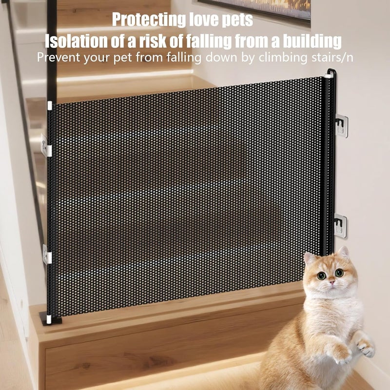 Retractable Gates for Dogs,Hallway Puppy Fence | Indoor Retractable Stair Barrier,for Apartment Office Hallway Stairs Kitchen Living Room Bedroom Balcony Patio Garage Garden - Image 2