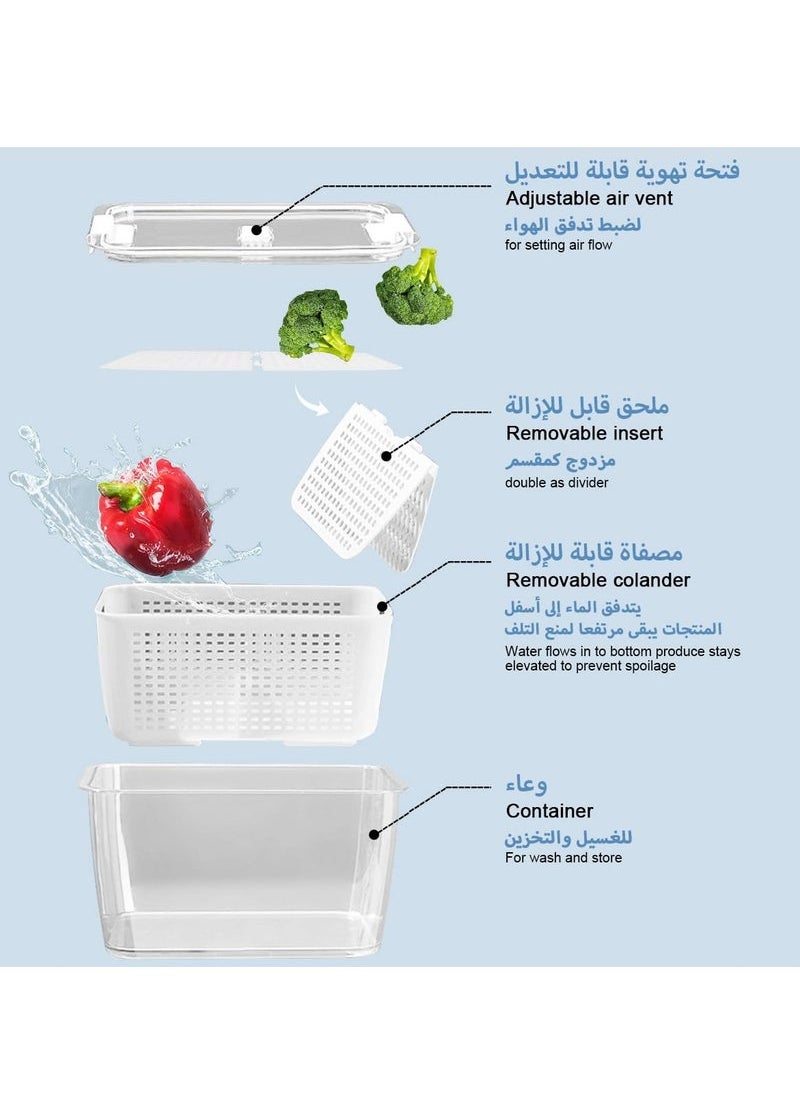 Captaintech - Fresh Produce Saver Veggie Fruit Storage Containers 6-in-1 for Refrigerator 3 Pack Fridge Food Storage Container Set with Lids Draining Crisper Strainers Fruit Vegetable Fresh-keeping Box 0.5L 1.7L 4L - Image 1