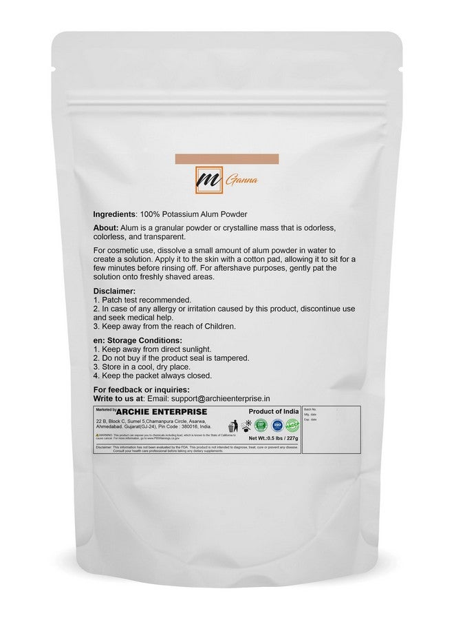 mGanna 100% Natural Alum Powder for Clear and Glowing Skin and Health 227 GMS / 0.5 LBS - Image 2